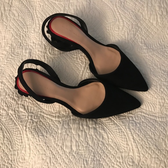 Zara heels, size 36, black with red accents and block 1 in 3/4 heel - Picture 4 of 6